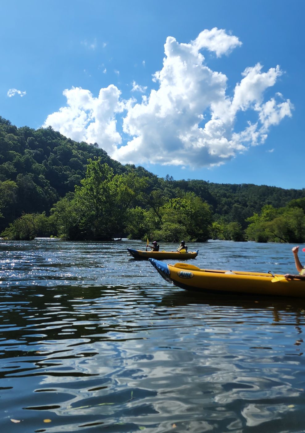 Scouts and parents kayaking on the Hiwassee River